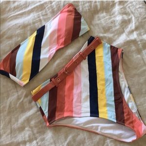 Forever 21 high waist striped bikini sz M